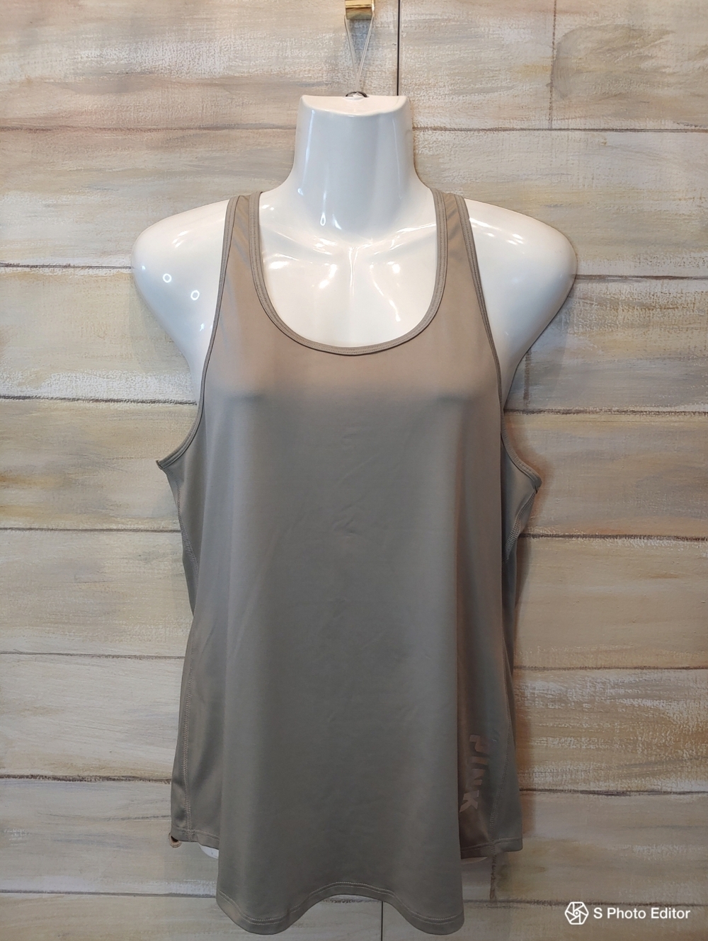 Pink Victoria Secret activewear yoga workout Gym Tank gray Top size medium y2k